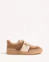Valentino Garavani Upvillage Trainer In Wool And Crust Leather Woman Camel/glace 40.5 In Brown