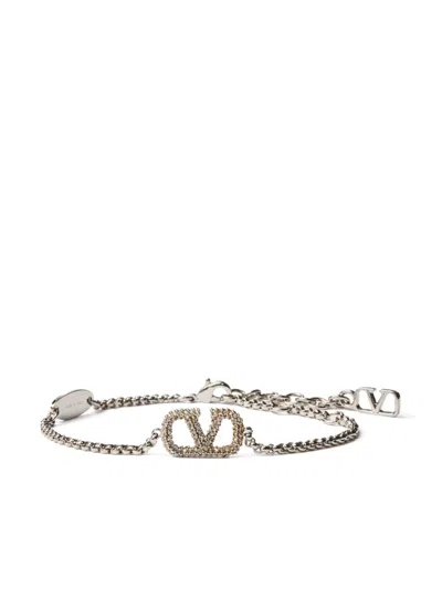 Valentino Garavani Logo Signature Chain Bracelet In Metallic