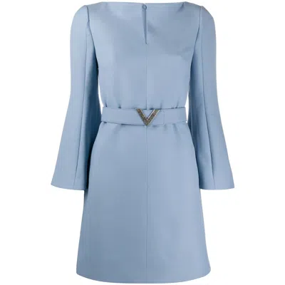 Valentino Garavani V Belted Dress In Blue