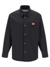 Valentino Garavani Man Shirt Black Size 38 Polyester, Elastomultiester In Blue