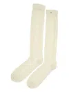 Valentino Perforated Cotton Socks With V-logo In White