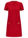 Valentino Womens Paris Pocket-front Short-sleeve Wool-blend Midi Dress In Red