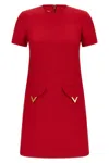 Valentino Womens Paris Pocket-front Short-sleeve Wool-blend Midi Dress In Red