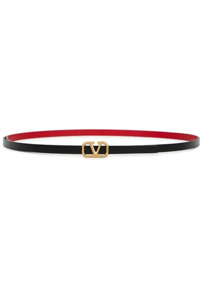 Valentino Garavani V Logo 0.8cm Reversible Belt In Black