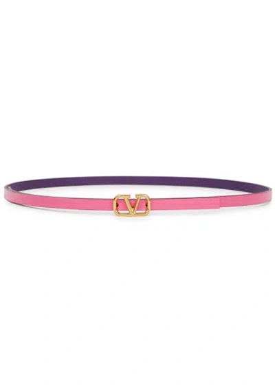 Valentino Garavani V Logo 0.8cm Reversible Belt In Pink