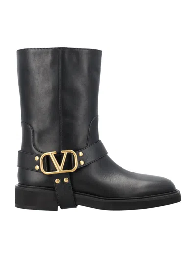 Valentino Garavani Vlogo Signature Ankle Boot In Calfskin 30mm In Black