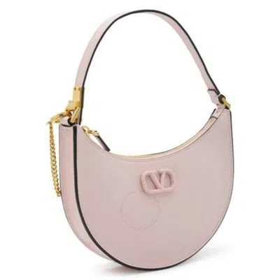 Valentino Garavani V Logo Classic Leather Hobo Mini Bag In Pink