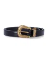 Valentino Black Vlogo Signature Brushed Calfskin Belt In Black