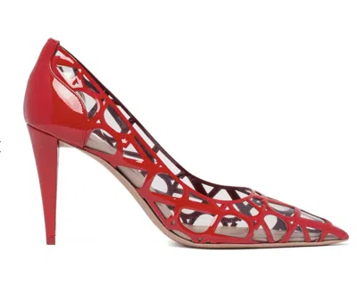 Pre-owned Valentino Garavani V Logo Pointed Toe Pump, Red - Retail $1200