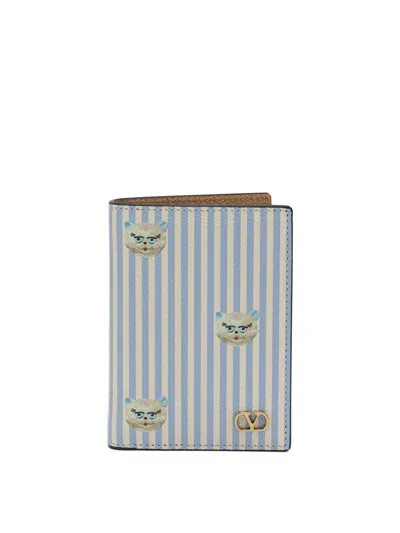 Valentino Garavani V Logo Signature Card Holder In Blue