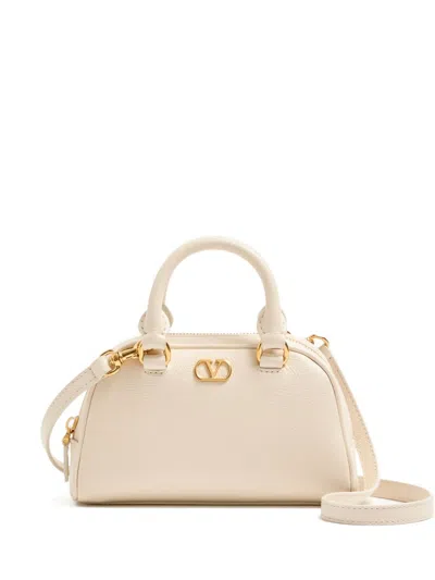 Valentino Garavani V Logo Signature Leather Mini Bag In Avorio