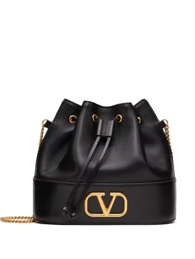 Valentino Garavani V Logo Signature Leather Mini Bag In Black