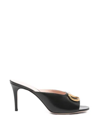 Valentino Garavani V Logo Signature Leather Mules In Black