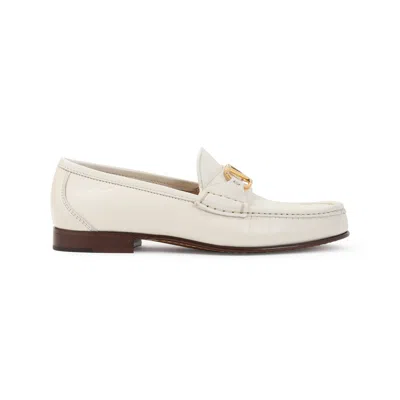 Valentino Garavani Valentino Leather Loafers With Decorative Metal Detail In White