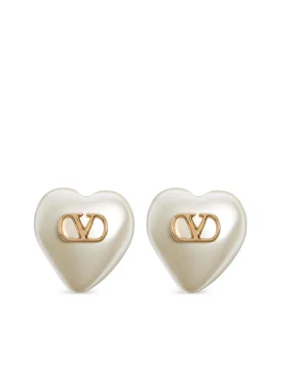 Valentino Garavani V Logo Signature Pearl Earrings In Neutral