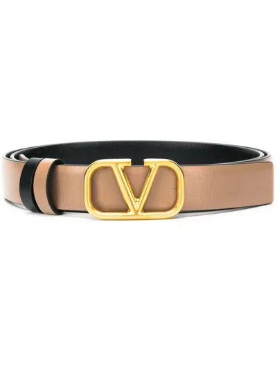 Valentino Garavani Vlogo Signature 20mm Reversible Belt In Beige