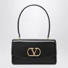 Valentino Vain Tote Bag In Shiny Calfskin With Metallic Vlogo Signature Detail In Black