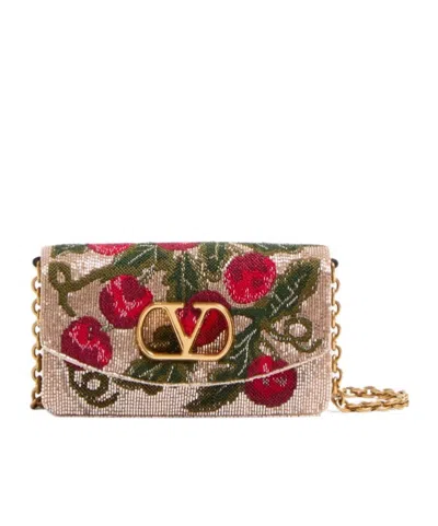 Valentino Garavani Vain Embroidered Shoulder Clutch With Cherryfic Pattern