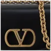 Valentino Garavani Vain Leather Small Shoulder Bag In Black