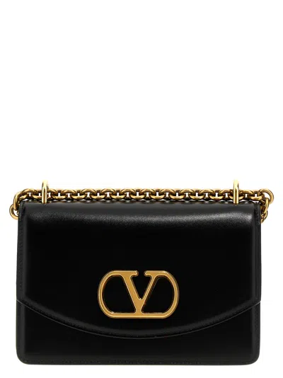 Valentino Garavani Garavani Vain Small Shoulder Bag In Shiny Calfskin Woman Black Uni
