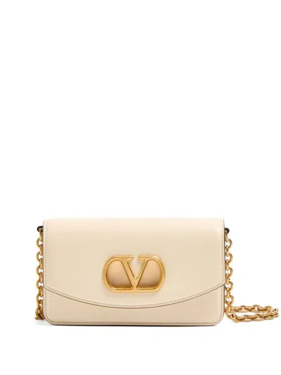 Valentino Garavani Vain Small Leather Clutch In White