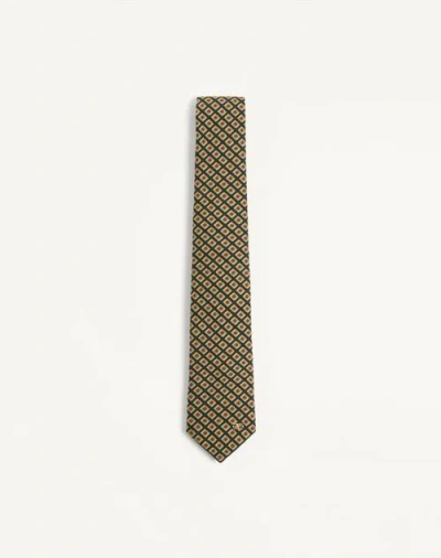 Valentino Garavani Valentie Cotton Jacquard Tie With Chamber Pattern And Vlogo Signature Detail In Green
