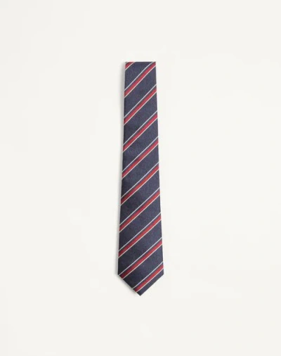 Valentino Garavani Valentie Jacquard Regimental Silk Tie In Blue
