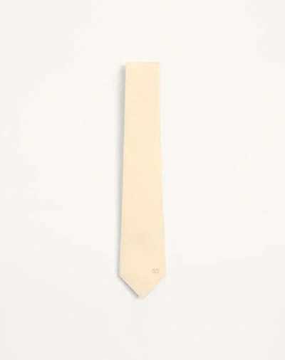 Valentino Garavani Valentie Silk Tie With Vlogo Signature Detail In White