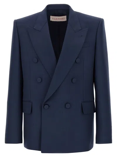 Valentino Wool Gabardine Jacket In Blue