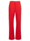 Valentino Garavani Silk Cady Trousers With Tailored Silhouette In Red