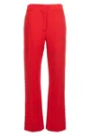 Valentino Garavani Silk Cady Trousers With Tailored Silhouette In Red