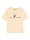 Valentino Men Beige Round Neck Logo T-shirt In White