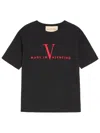 Valentino Black Crew Neck T-shirts In Black