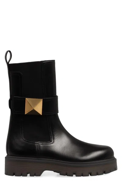 VALENTINO GARAVANI VALENTINO GARAVANI ONE STUD LEATHER CHELSEA BOOTS