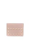 Valentino Garavani Women Rockstud Leather Card Case In Pink