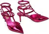 Valentino Rockstud Patent Leather Slingback Pumps In Purple