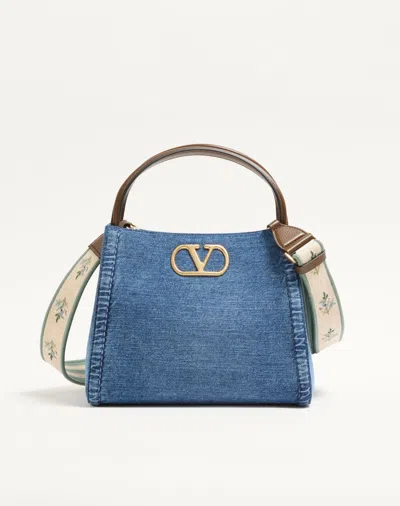 Valentino Garavani Sac À Main Moyen  Alltime En Denim Avec Bandoulière Brodée Femm In Blue