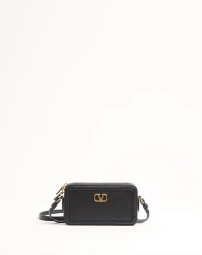 Valentino Garavani Alltime Mini Shoulder Bag In Grainy Calfskin Woman Black Uni