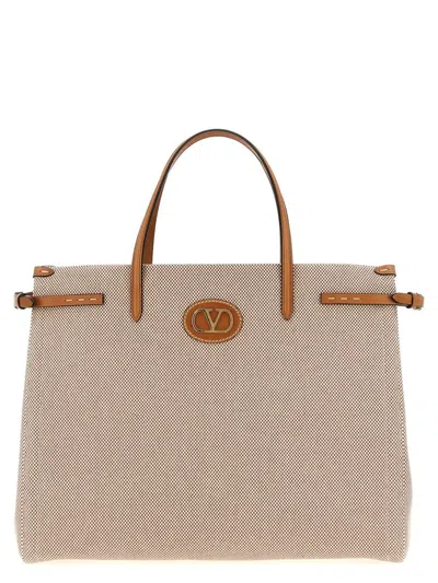 Valentino Garavani 'antibes' Big Shopping Bag In Beige