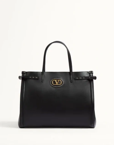 Valentino Garavani Antibes Medium Calfskin Shopping Bag Woman Black Uni