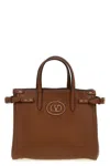 Valentino Garavani  Tobacco Leather Small Antibes Tote Bag In Brown