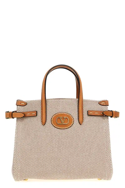 Valentino Garavani 'antibes' Small Handbag In Sand