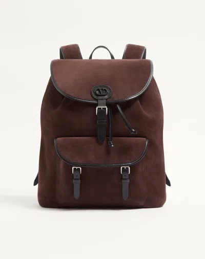 Valentino Garavani Antibes Suede Backpack In Brown