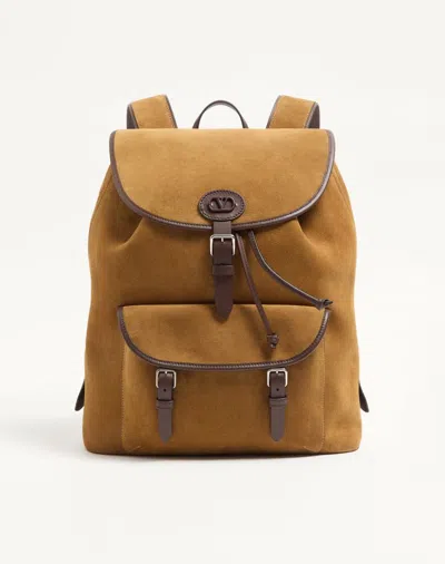 Valentino Garavani Antibes Suede Backpack In Brown