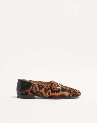 Valentino Garavani Babouche Haircalf Loafers With Fauve Eclat Print In Multi