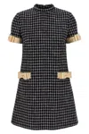 Valentino Garavani Embroidered Damier Light Tweed Short Dress