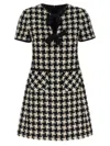 Valentino Embroidered Damier Light Tweed Short Dress