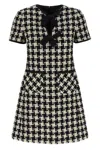 Valentino Embroidered Damier Light Tweed Short Dress