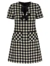 Valentino Embroidered Damier Light Tweed Short Dress In Multicolor