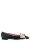 Valentino Round Toe Ballerina Shoes With Bow Detail In Black